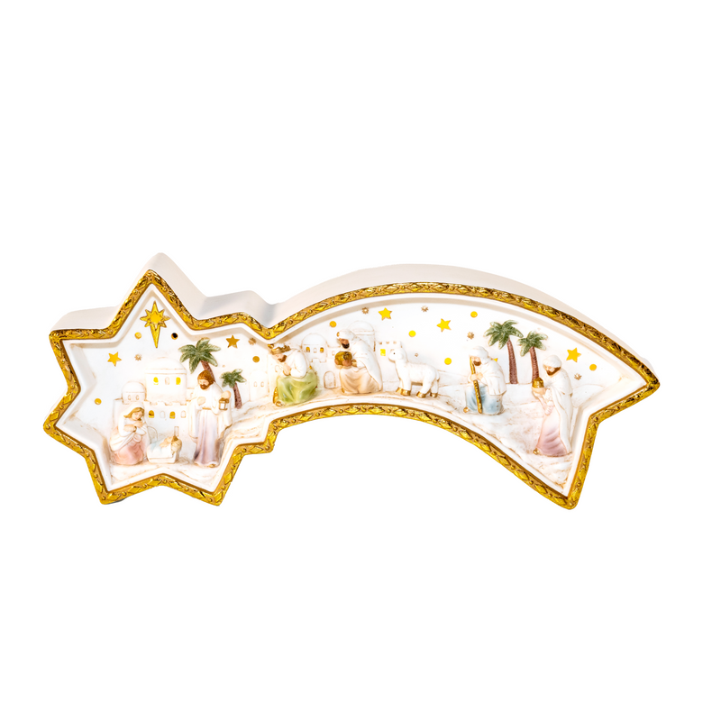 Light-up Shooting Star Porcelain Nativity