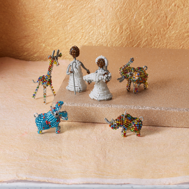 Zimbabwean Beaded Nativity Wildlife Figurines