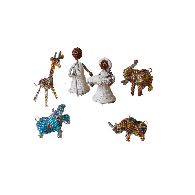 Zimbabwean Beaded Nativity Wildlife Figurines