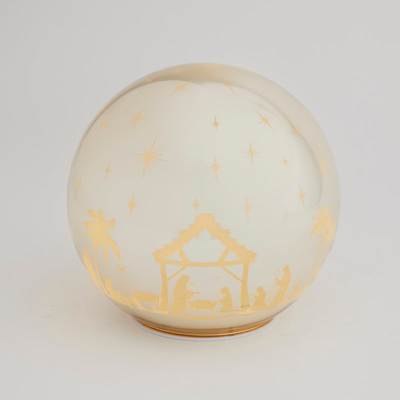 Light-up Gold Glass Nativity Sphere