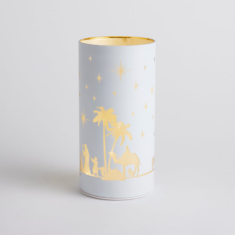 Tall Light-up Etched Nativity Jar