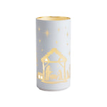 Tall Light-up Etched Nativity Jar