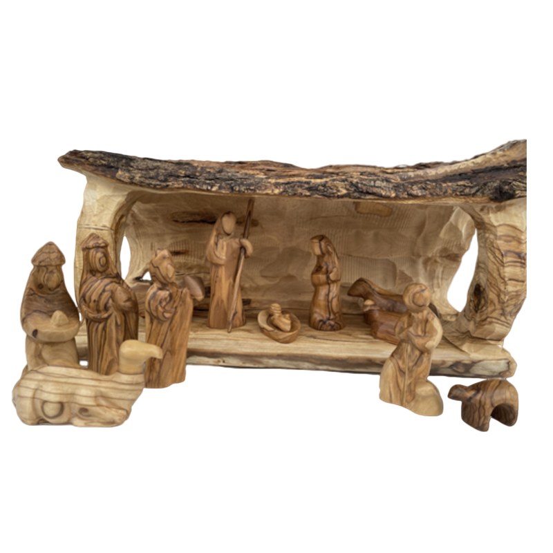 Large Branch Olive Wood Nativity Stable