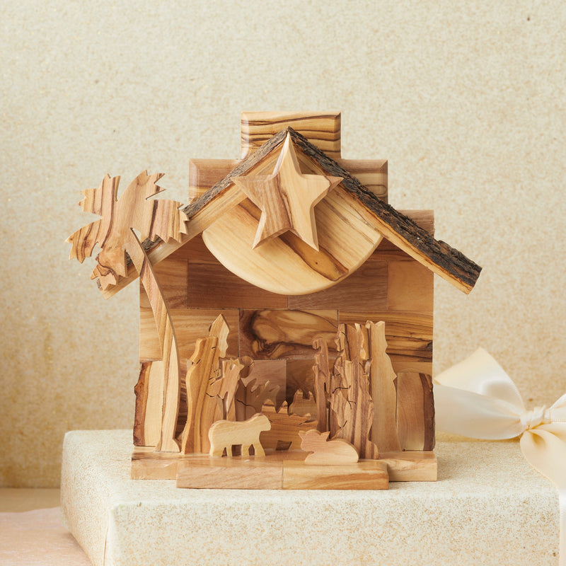 Jerusalem Wood Nativity Music Box