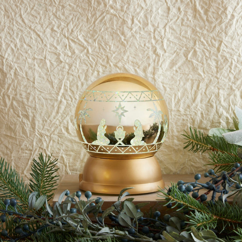 Light-up Gold Glitter Ball Nativity