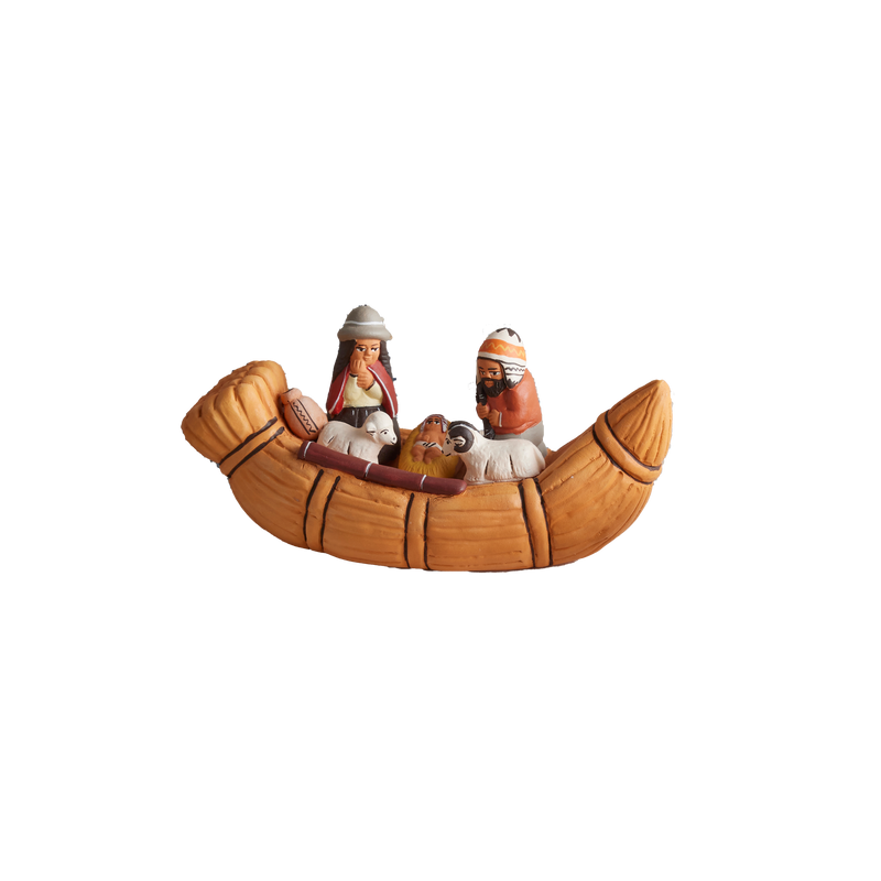 Peruvian Holy Family Nativity Canoe Figurine