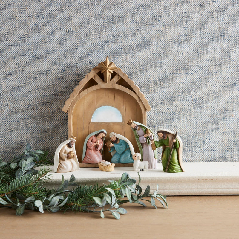 Traditional Resin Nativity Manger Set