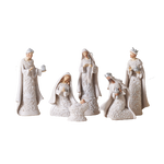 Ivory and Silver Filligree Stone Resin Nativity