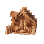 Olive Wood Nativity Block Stable