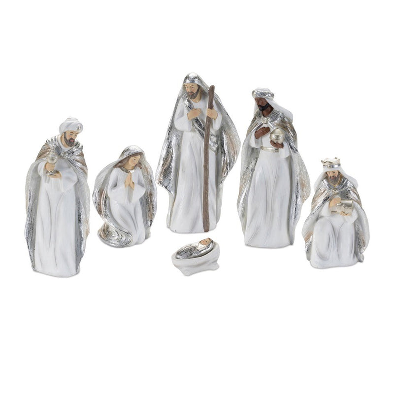 White and Silver Resin Nativity