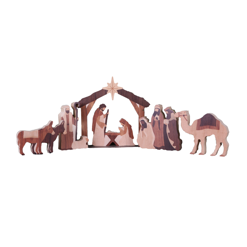 [Descriptor] Wood Nativity Set