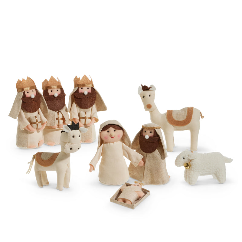 Small Ivory Plush Fabric Nativity