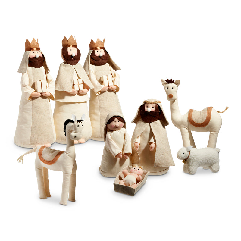 Large Ivory Plush Fabric Nativity