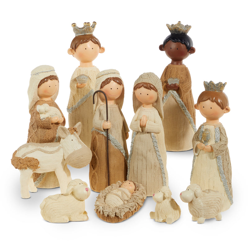 Kinder Joy Resin Knit Nativity