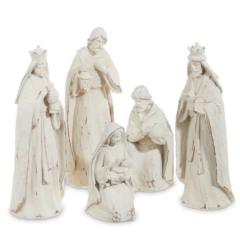 Distressed Whitewash Nativity Set