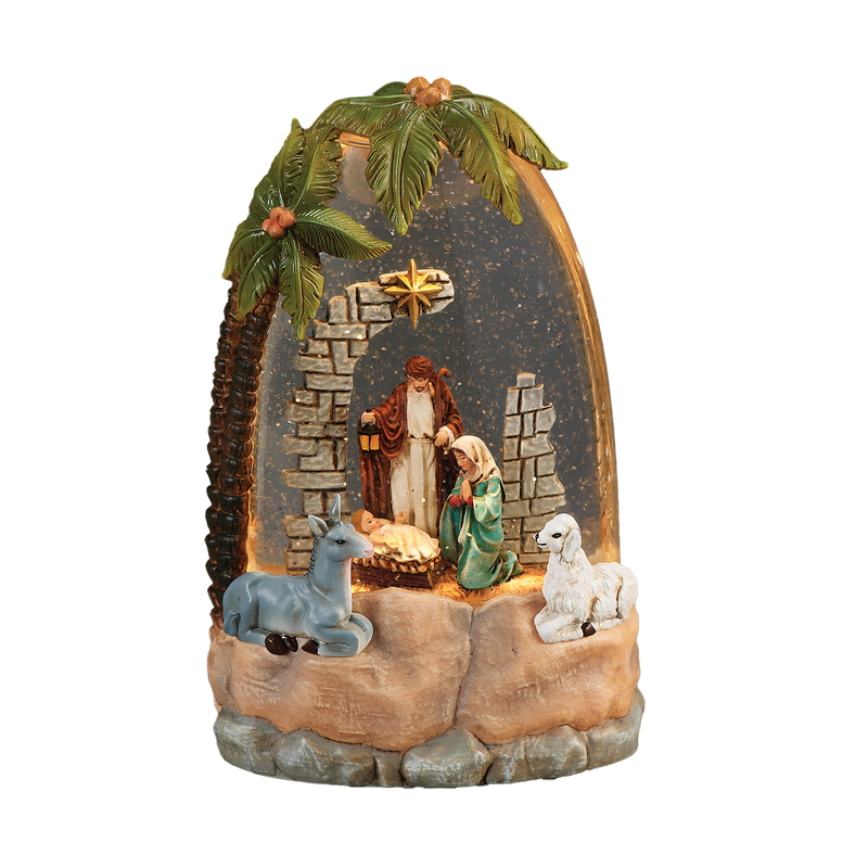 Light-up Palm Tree Swirl Nativity