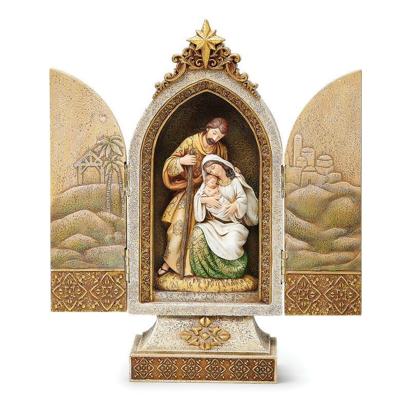 Golden Triptych Holy Family Nativity