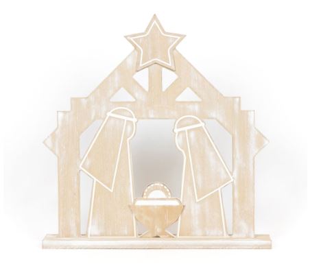 Narrow Mango Wood Cutout Nativity