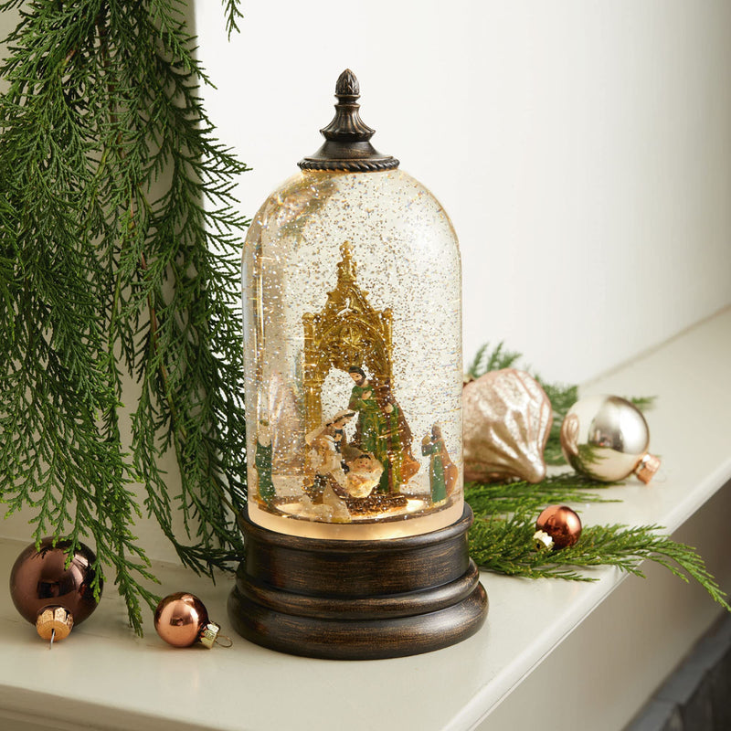 Holy Family Rotating Snow Globe Nativity