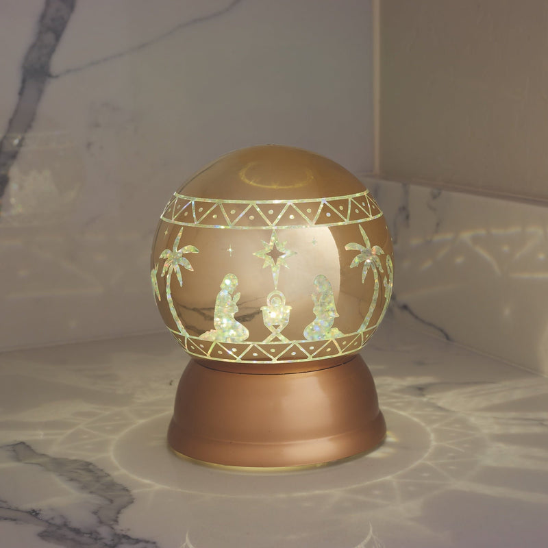 Light-up Gold Glitter Ball Nativity