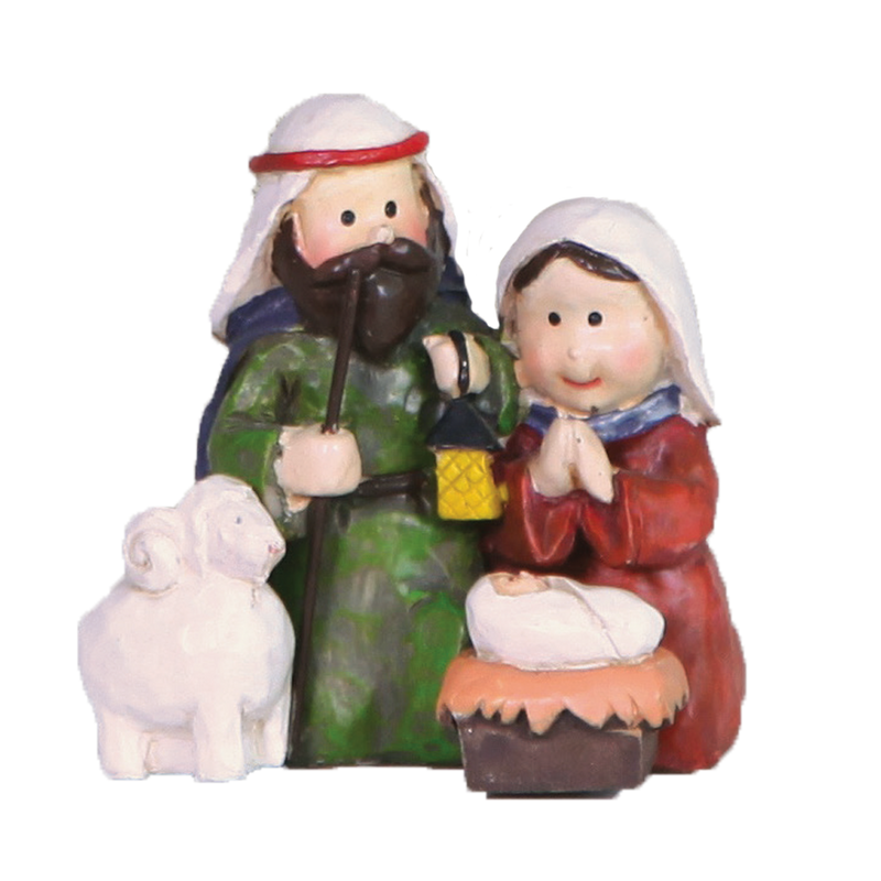 Mini Holy Family Sheep Resin Nativity