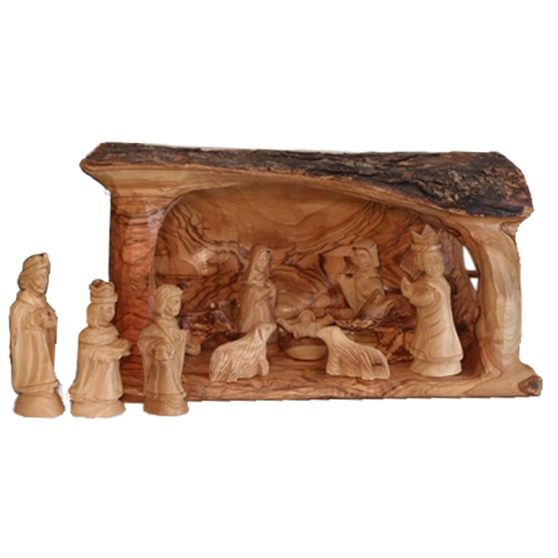 Olive Wood Nativity Stable Branch